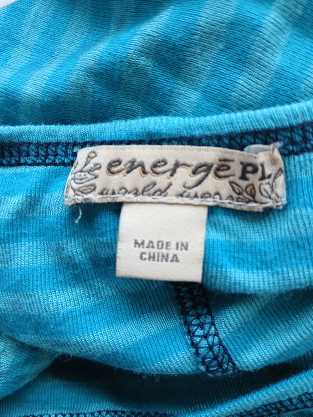 Energe Teal Striped Rodeo Rhinestone Top NWT - Picture 5 of 6